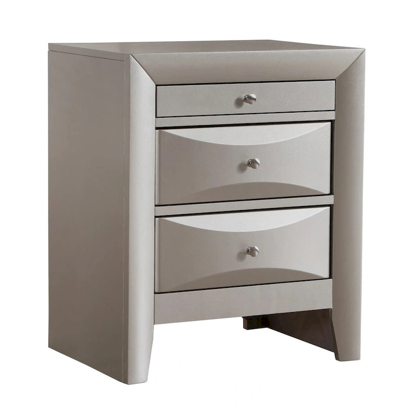 Table de chevet en bois moderne de 23 po avec 3 tiroirs et bouton en métal