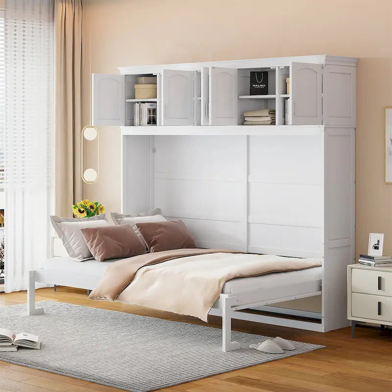 Lit escamotable mural Queen Size avec meubles hauts
