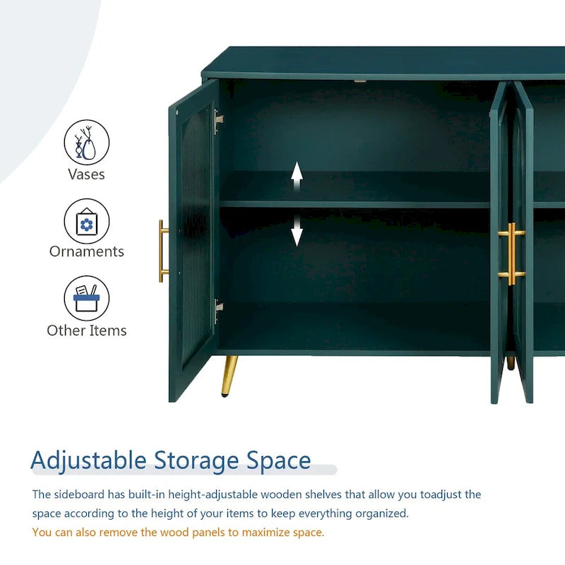 Meuble TV en bois avec armoire de rangement et étagères réglables