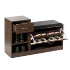 Banc de rangement à chaussures en bois avec coussin pour entrée