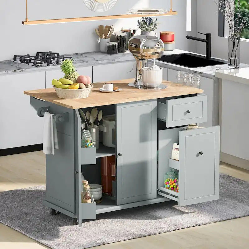 Chariot de cuisine roulant de 53,9 de largeur avec étagère de rangement interne - N/A