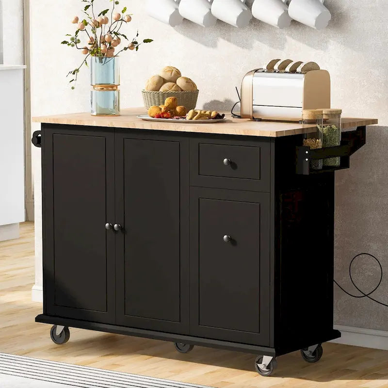 Chariot de cuisine roulant de 53,9 de largeur avec étagère de rangement interne - N/A
