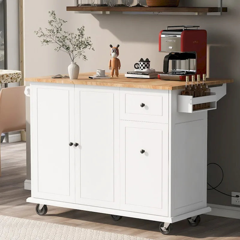 Chariot de cuisine roulant de 53,9 de largeur avec étagère de rangement interne - N/A