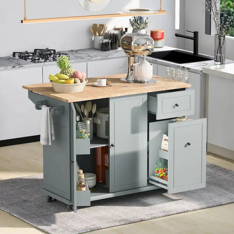 Chariot de cuisine roulant de 53,9 de largeur avec étagère de rangement interne - N/A