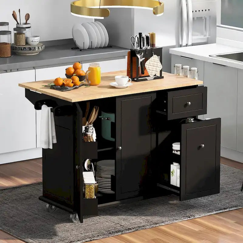 Chariot de cuisine roulant de 53,9 de largeur avec étagère de rangement interne - N/A