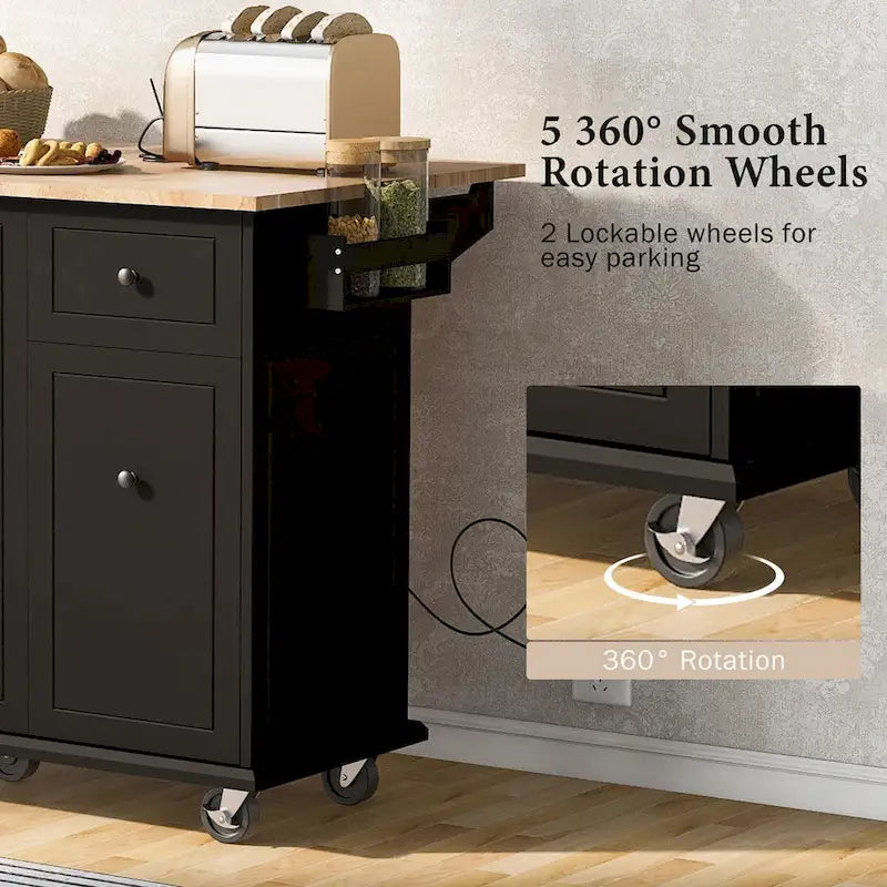 Chariot de cuisine roulant de 53,9 de largeur avec étagère de rangement interne - N/A