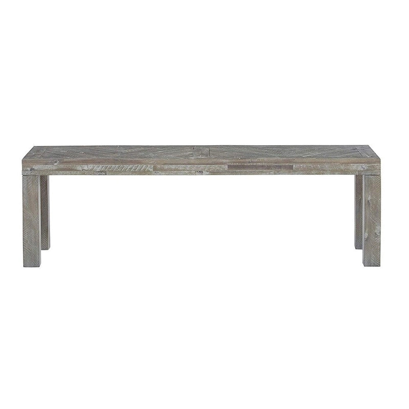 Banc en bois d'acacia avec incrustation en chevrons, marron