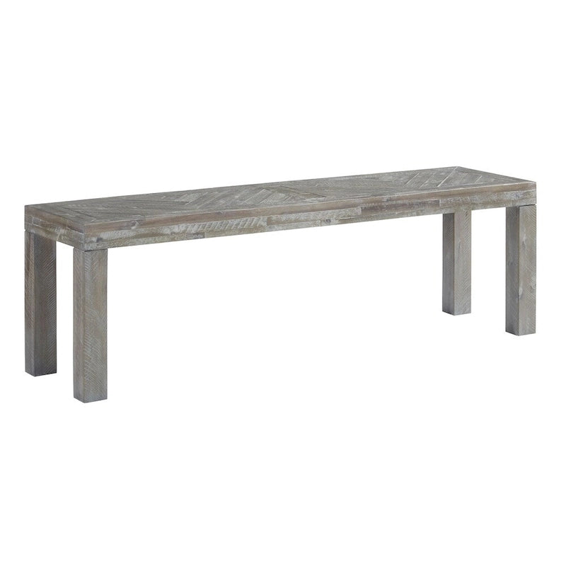 Banc en bois d'acacia avec incrustation en chevrons, marron