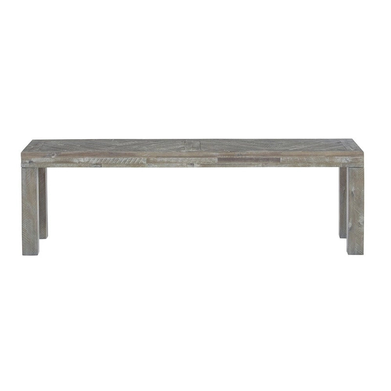 Banc en bois d'acacia avec incrustation en chevrons, marron