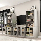 Meuble TV Élégant avec Nombreuses Étagères et Accents de Verre