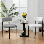 Upholstered Modern Mid Century Round Dining Chairs - Set of 2
