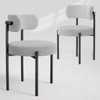 Chaises de salle à manger rondes rembourrées modernes du milieu du siècle - Lot de 2