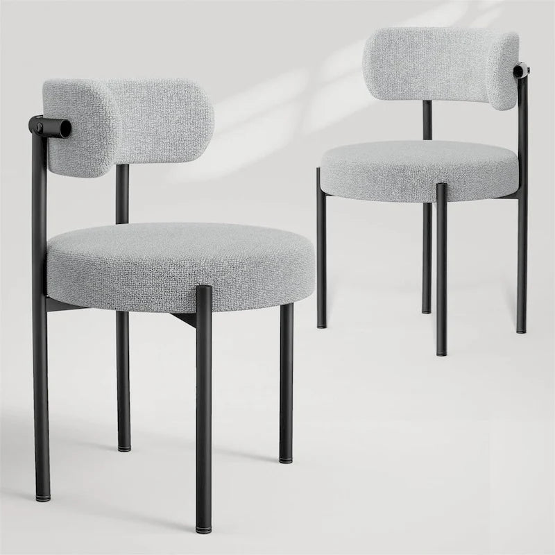 Chaises de salle à manger rondes rembourrées modernes du milieu du siècle - Lot de 2
