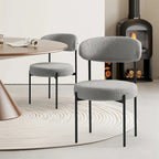 Chaises de salle à manger rondes rembourrées modernes du milieu du siècle - Lot de 2