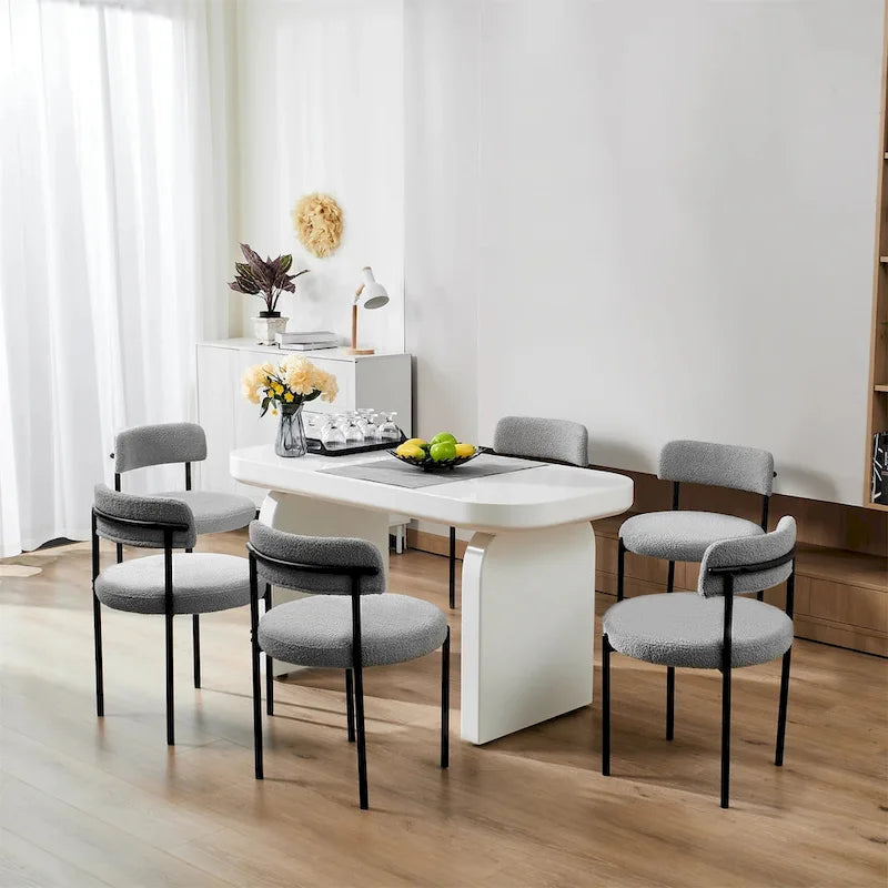 Chaises de salle à manger rondes rembourrées modernes du milieu du siècle - Lot de 2