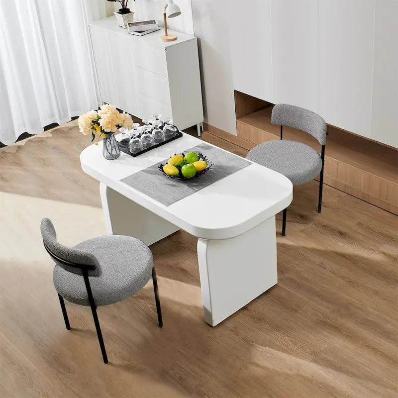 Chaises de salle à manger rondes rembourrées modernes du milieu du siècle - Lot de 2
