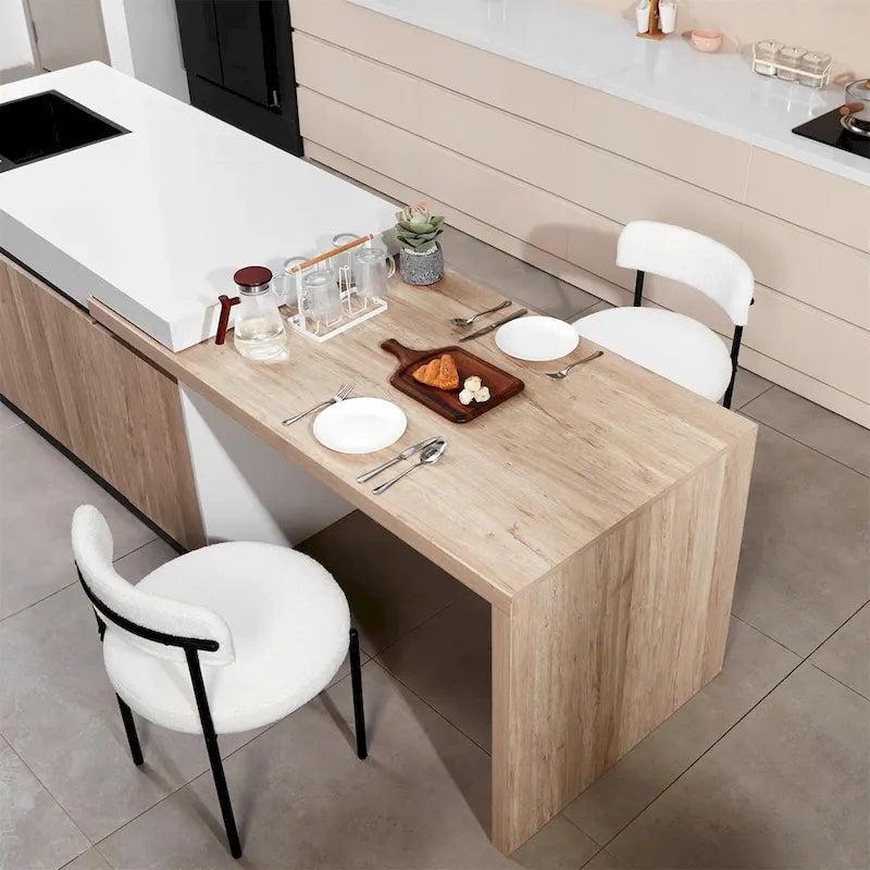 Chaises de salle à manger rondes rembourrées modernes du milieu du siècle - Lot de 2